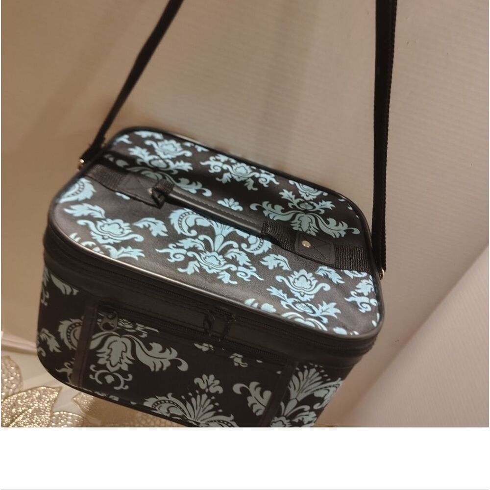 Elegant Black and Blue Patterned Women's Bag 10 X 7 X 9"